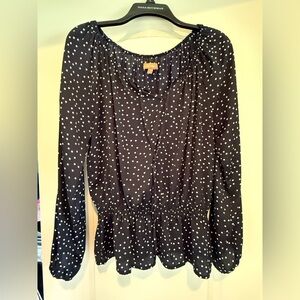 Ellen Tracy Black and White Polka Dot Blouse